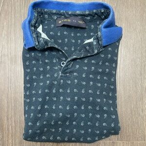 Etro 100% cotton blue paisley polo